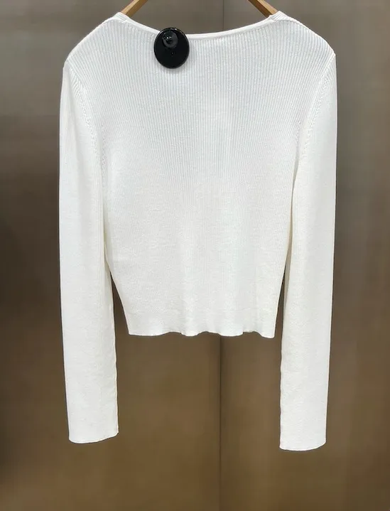 Max Mara Studio  |Rib Long Sleeves Plain Elegant Style Logo Cropped Tops