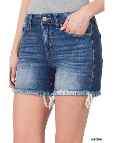 Mid Rise Denim Shorts