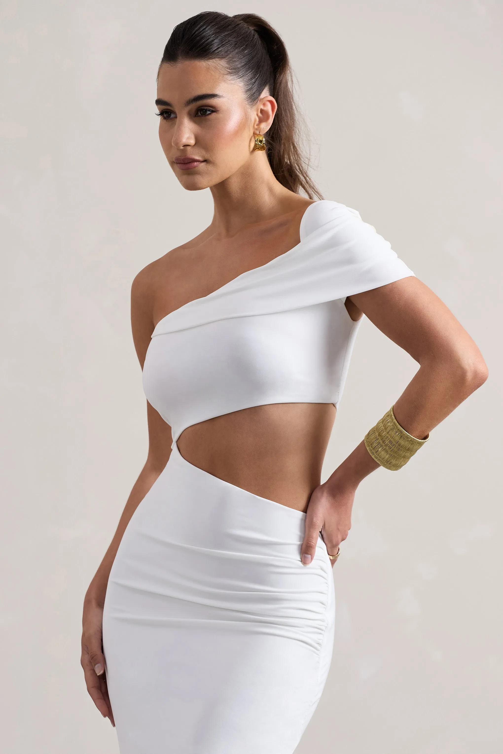 Milos | White One-Shoulder Cut-Out Maxi Dress With Split