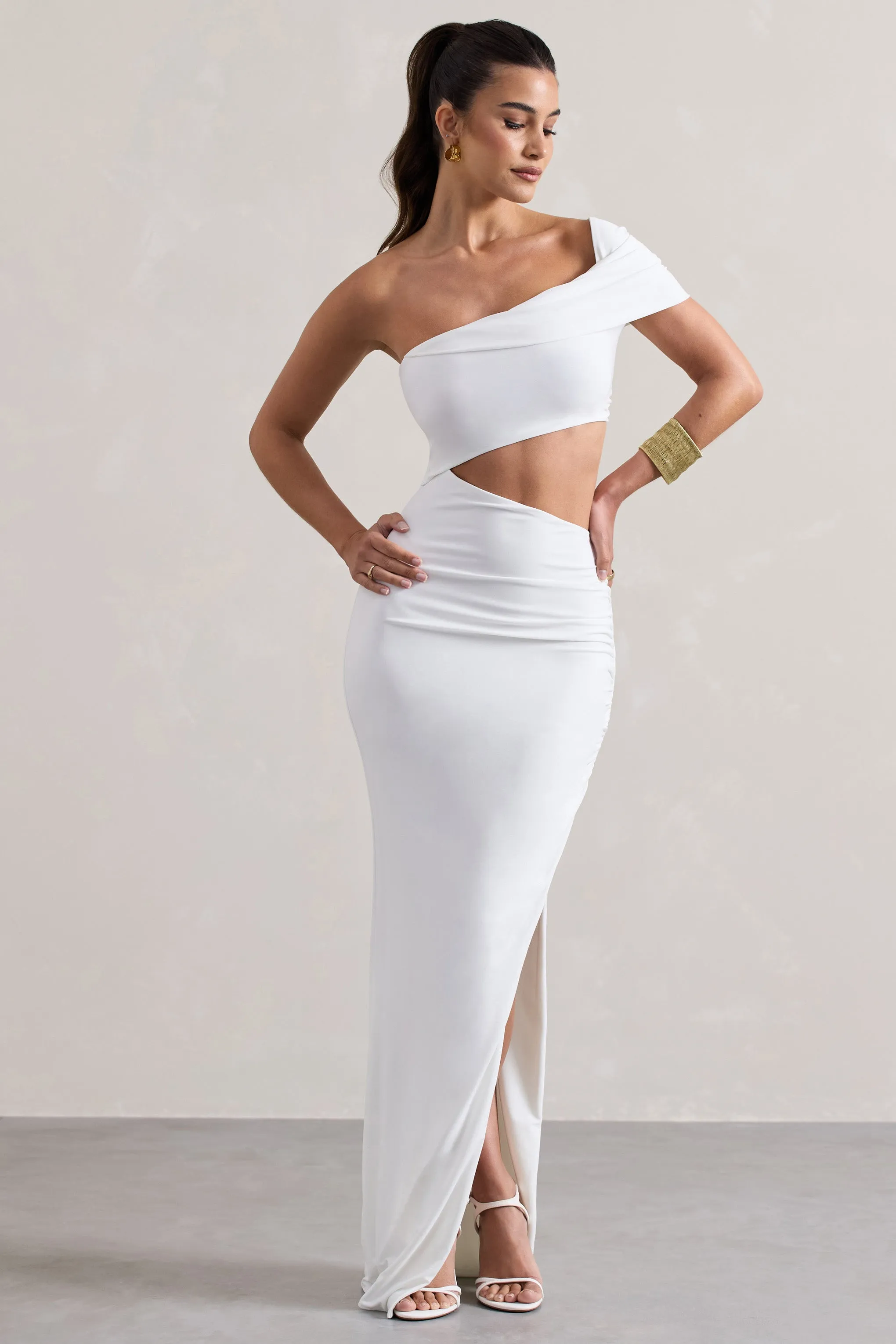 Milos | White One-Shoulder Cut-Out Maxi Dress With Split