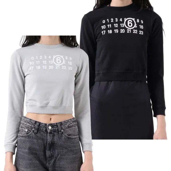 MM6 Maison Margiela  |Crew Neck Street Style Long Sleeves Plain Cotton Logo