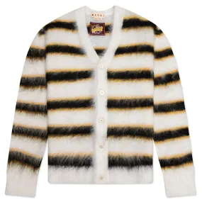 Mohair and Wool Blend Cardigan - Lily/White