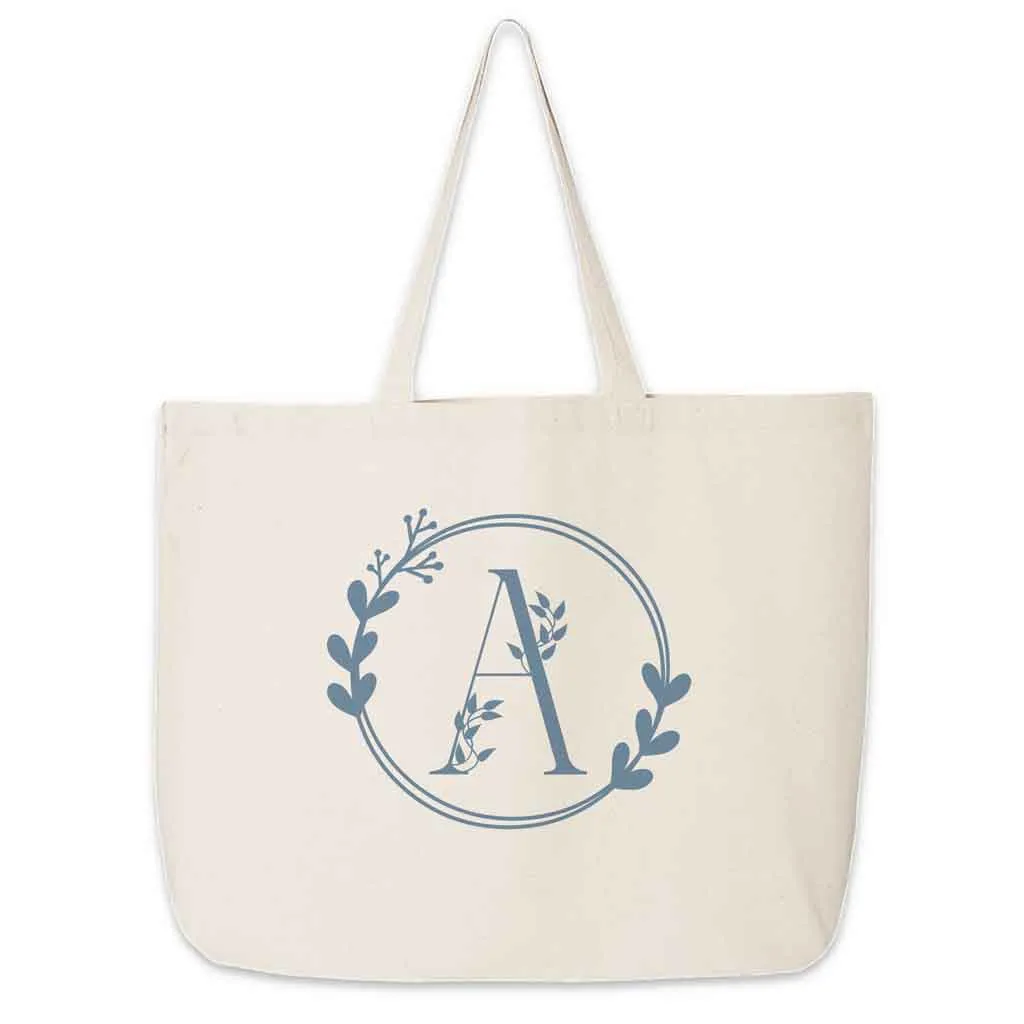 Monogrammed Tote Bag Personalized a Floral Theme Design