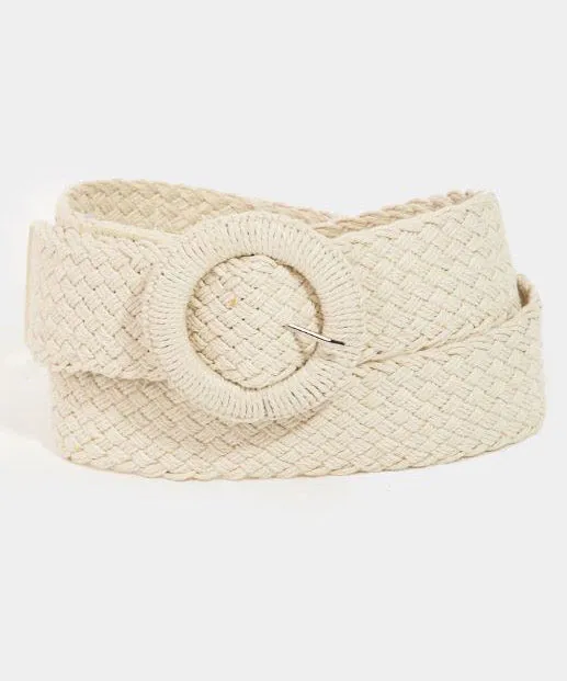 Monotone Buckle Braided Belt - Ivory