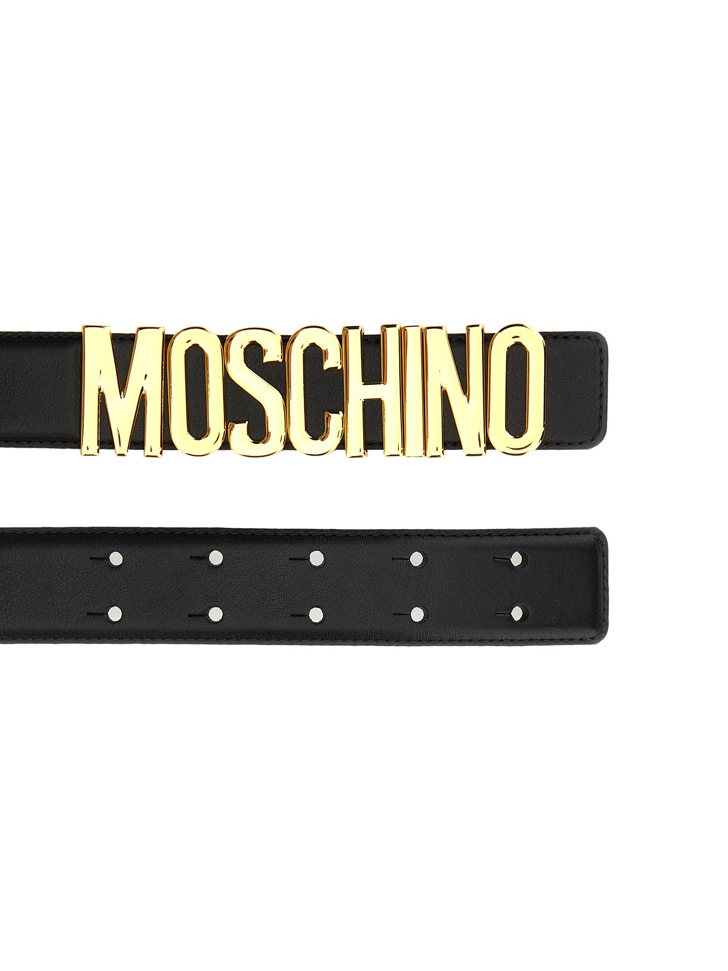 MOSCHINO    LEATHER BELT WITH LETTERING LOGO