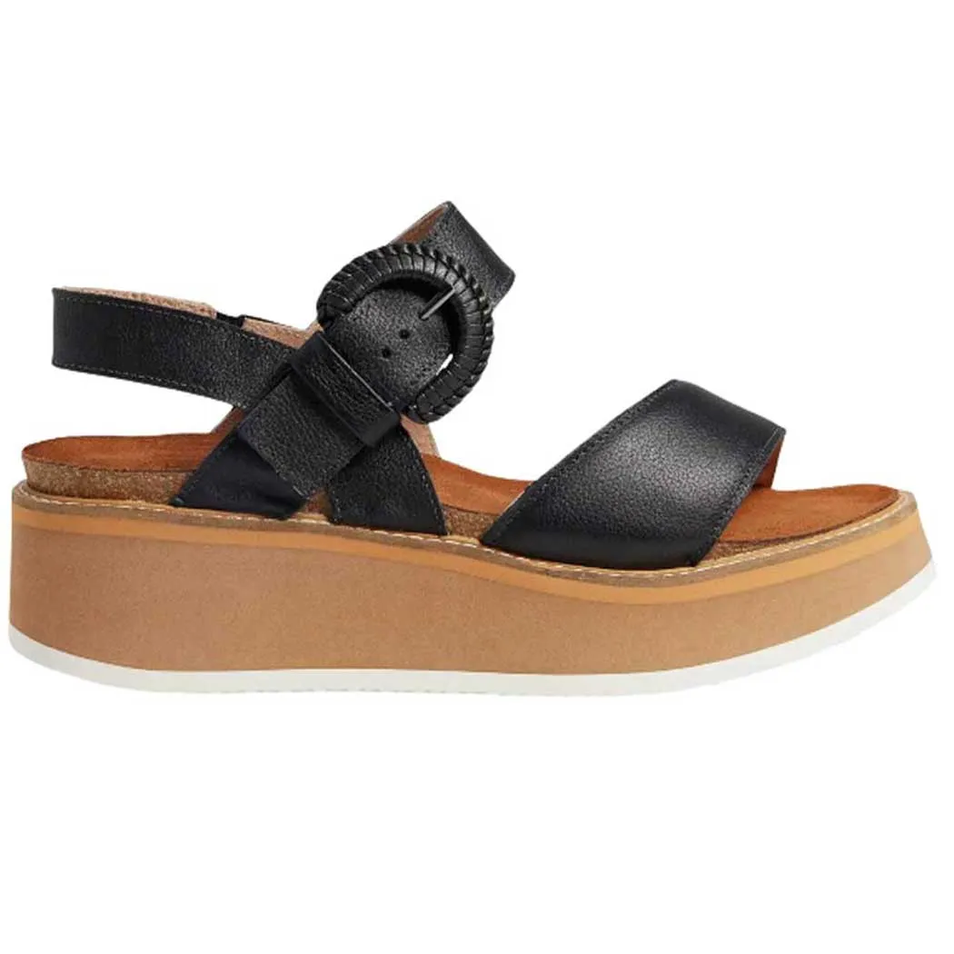 Naot Crepe Platform Sandal Soft Black/ Camel Sole (Women's)