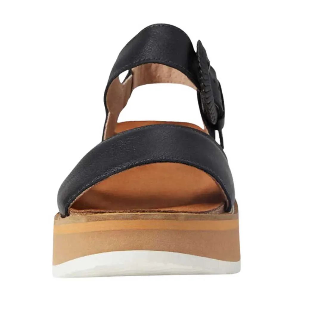 Naot Crepe Platform Sandal Soft Black/ Camel Sole (Women's)