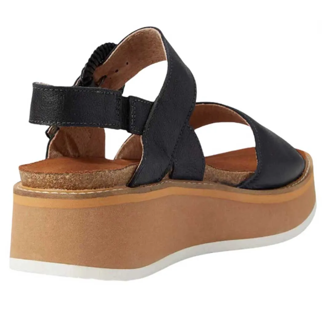 Naot Crepe Platform Sandal Soft Black/ Camel Sole (Women's)