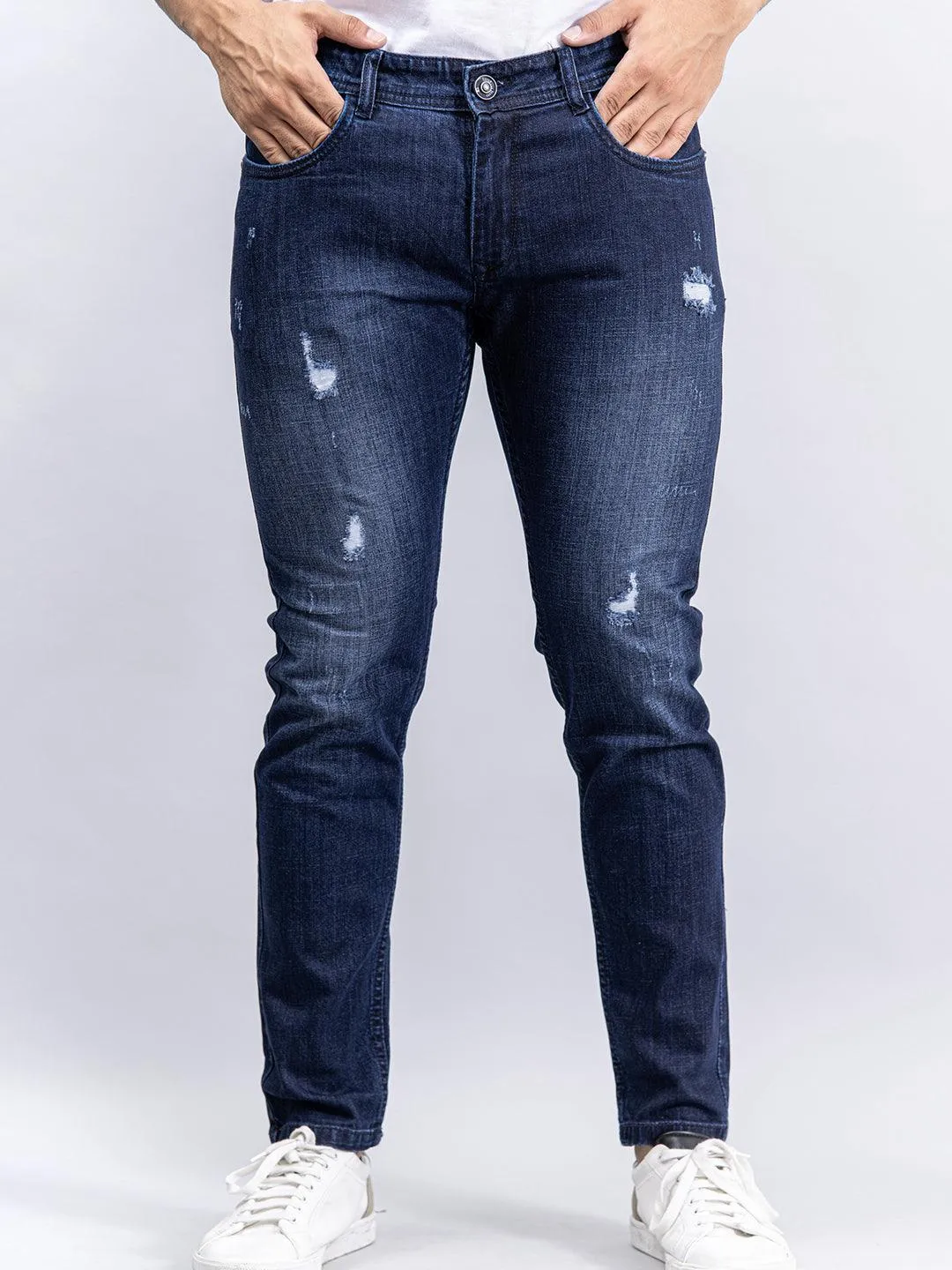 Navy Blue Denim Ankle Length Stretchable Men's Jeans