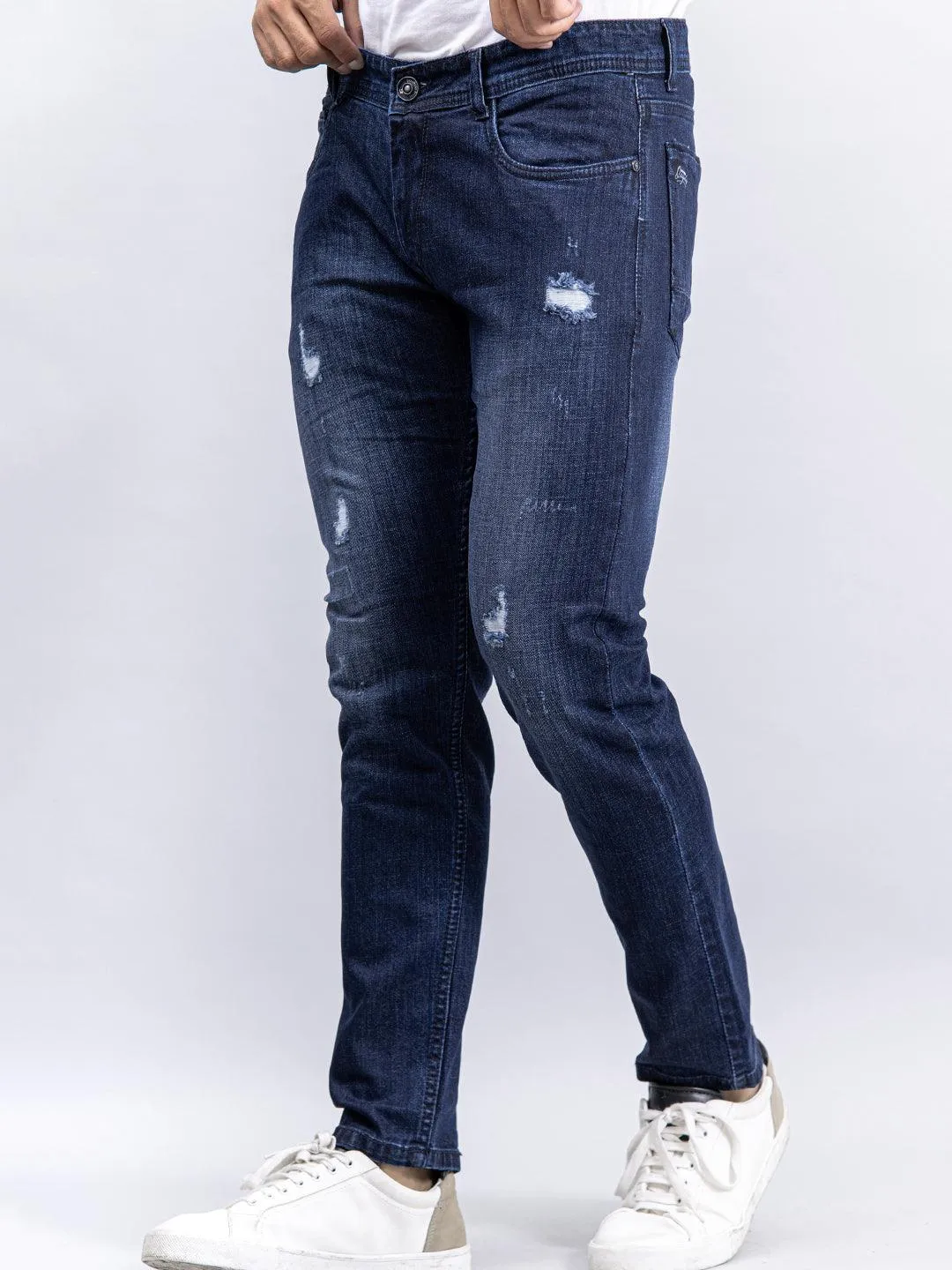 Navy Blue Denim Ankle Length Stretchable Men's Jeans