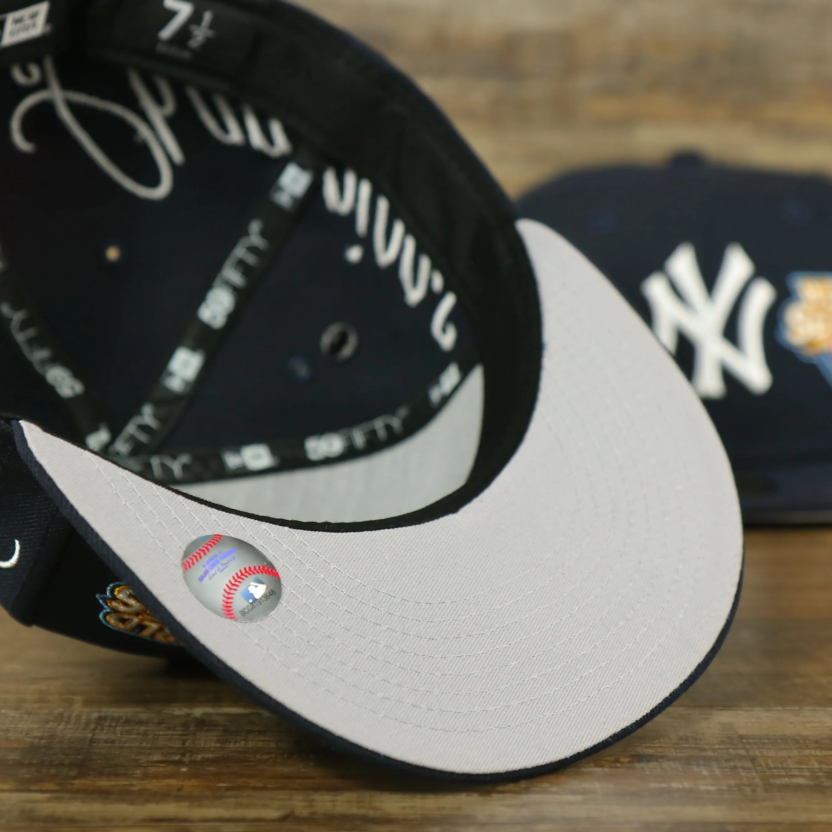 New York Yankees Cooperstown All Over Side Patch Historic Champs Gray UV 59Fifty Fitted Cap | Navy 59Fifty Fitted Cap