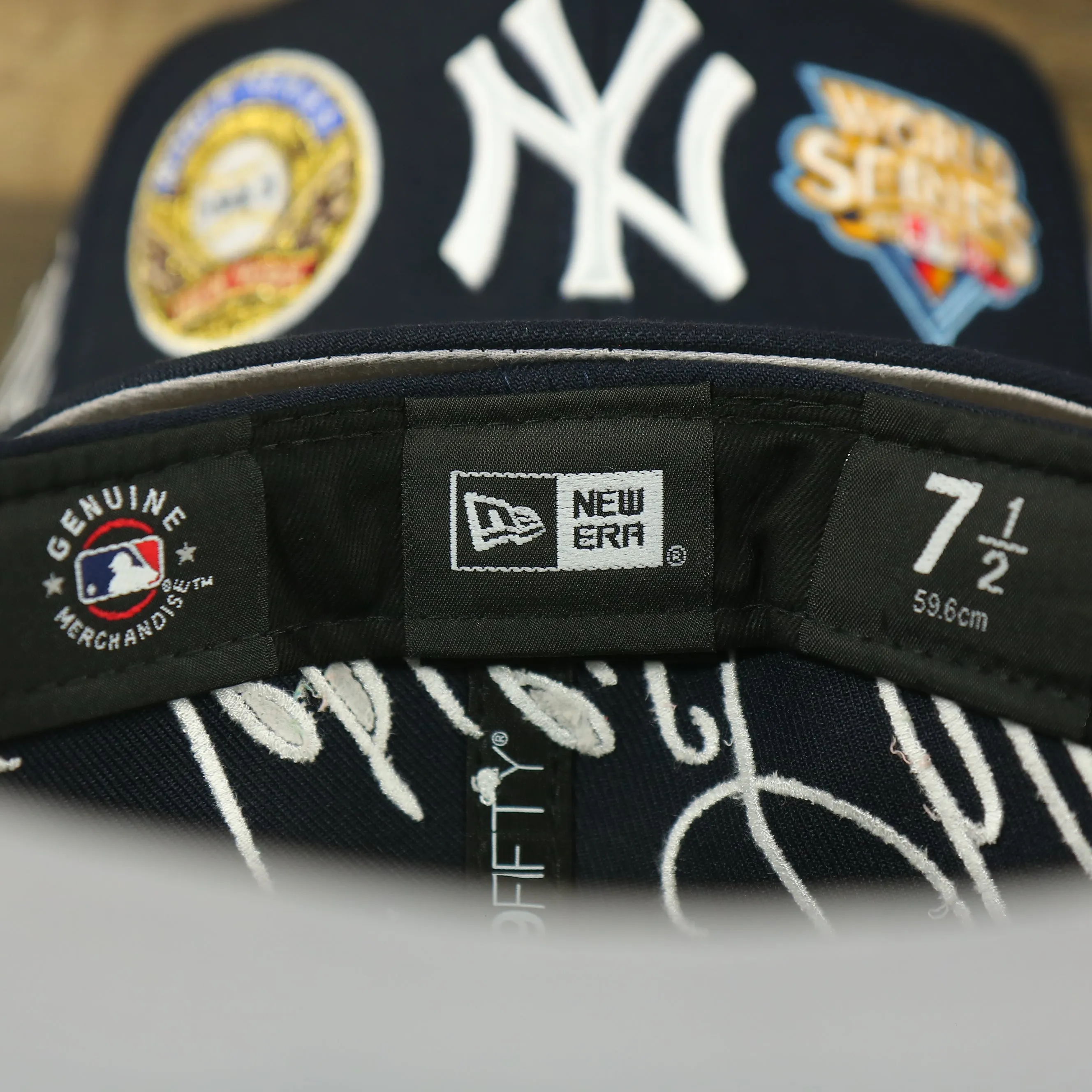 New York Yankees Cooperstown All Over Side Patch Historic Champs Gray UV 59Fifty Fitted Cap | Navy 59Fifty Fitted Cap