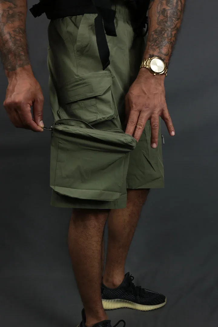 Nylon Taslan Tactical Streetwear Cargo Shorts Life Code | Olive