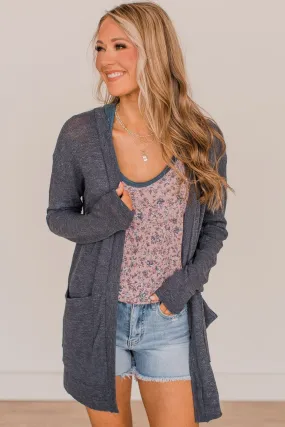 Own The Moment Open Front Cardigan- Navy