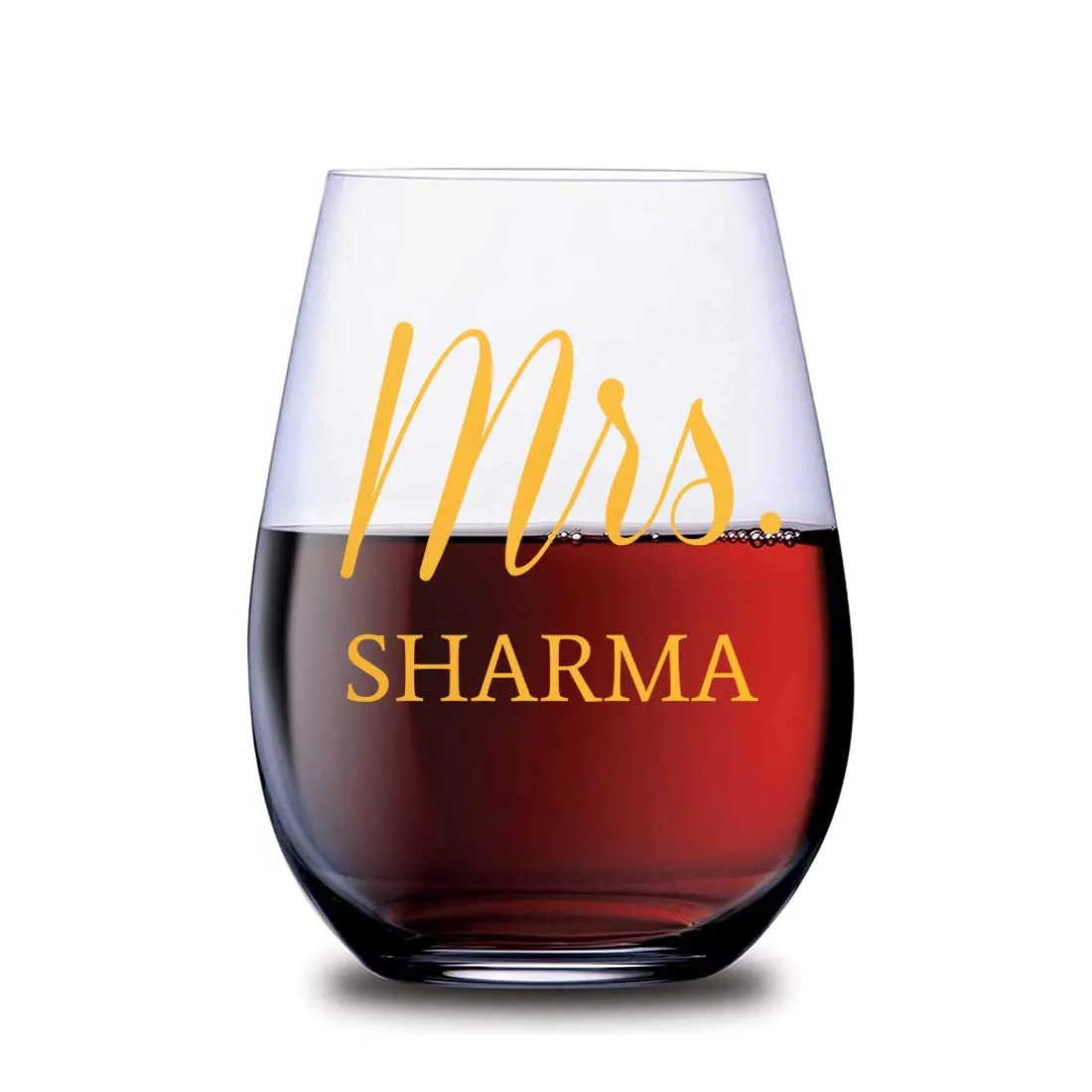 Personalized Bar Glasses Stemless Wine Glass With Name Perfect Gift for Wife - Mrs