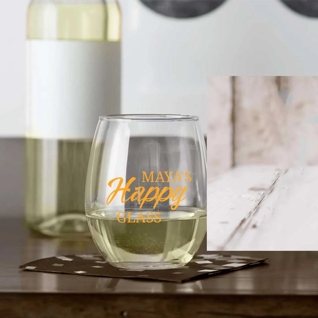 Personalized Stemless Wine Glasses For Women - Happy Glass