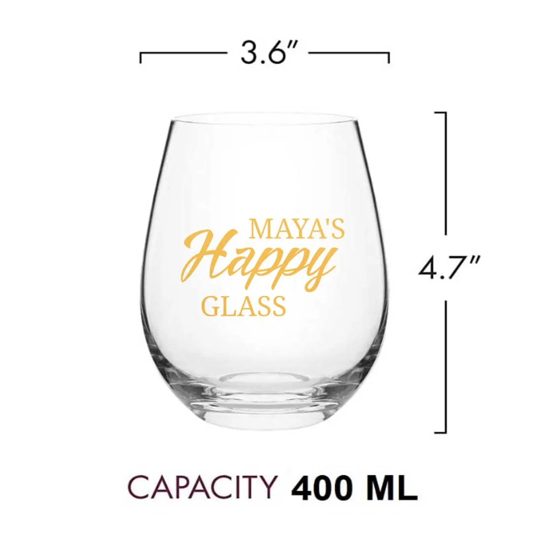 Personalized Stemless Wine Glasses For Women - Happy Glass