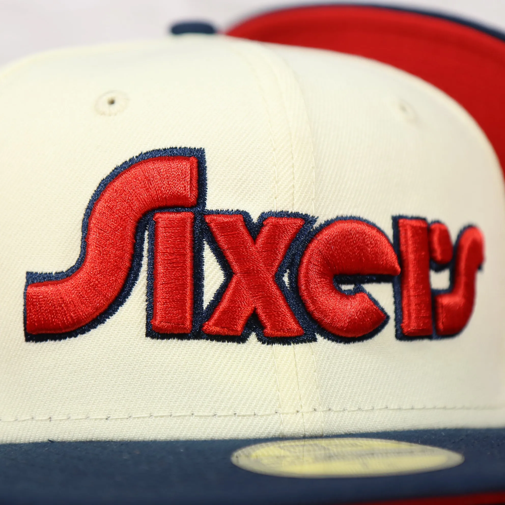 Philadelphia 76ers 2022 City Edition Sixers Script Spectrum Side Patch Chrome/Navy 59Fifty Fitted Cap