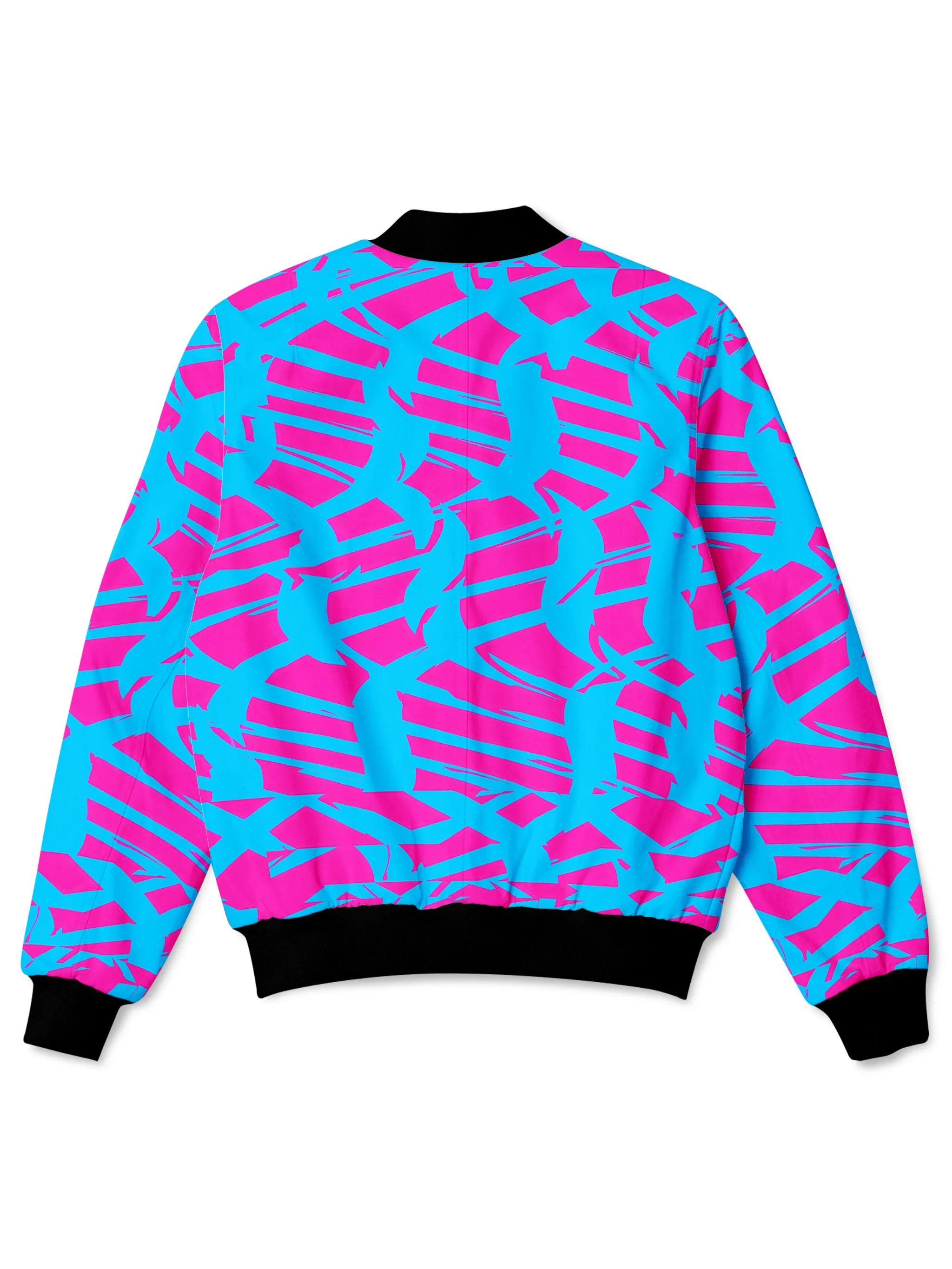 Pink and Blue Squiggly Rave Checkered Bomber Jacket