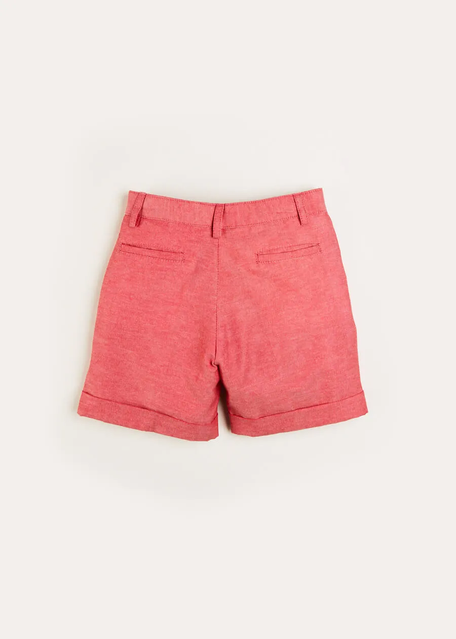 Plain Linen Shorts in Red (4-10yrs)