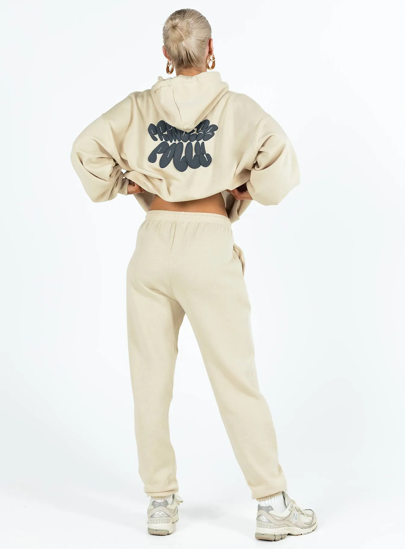 Princess Polly Track Pants Bubble Text Stone / Slate