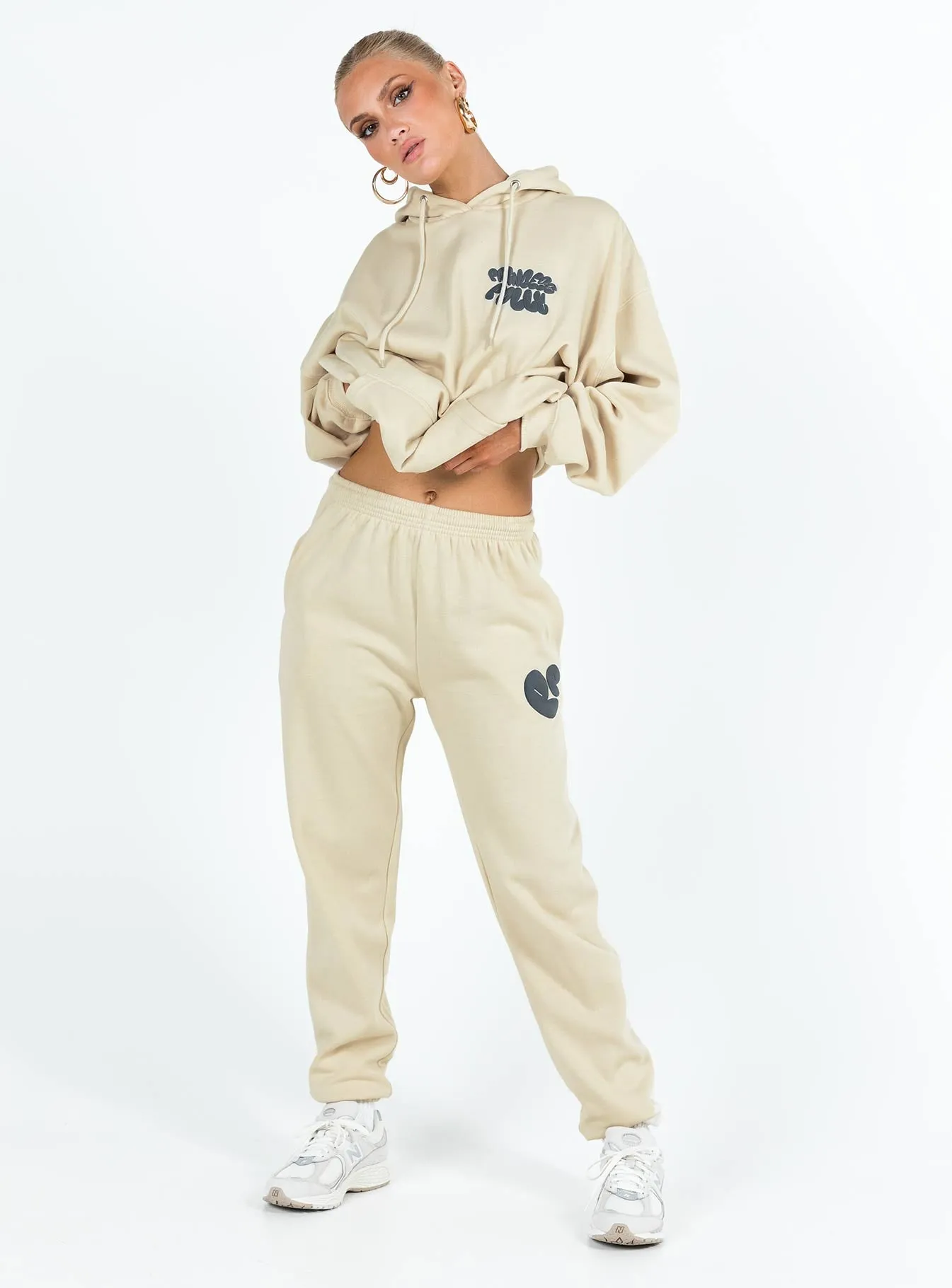 Princess Polly Track Pants Bubble Text Stone / Slate