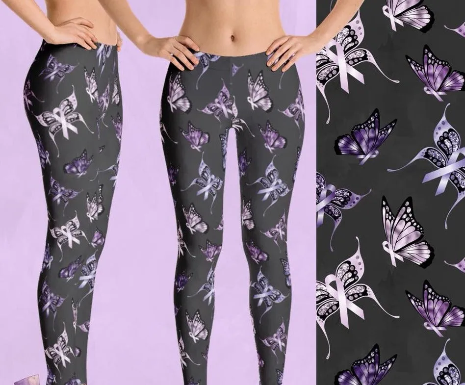 Purple Ribbon Butterfly Soft Leggings