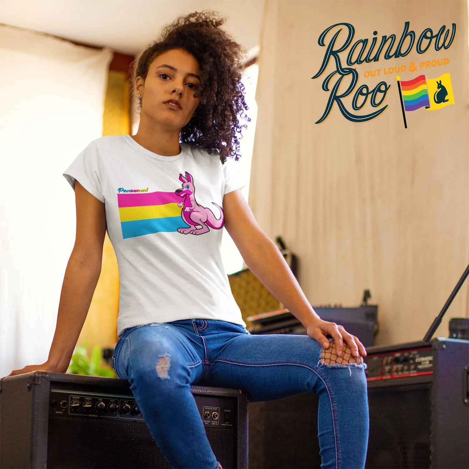 Rainbow Roo Pansexual Kangaroo T-Shirt Unisex (P006)