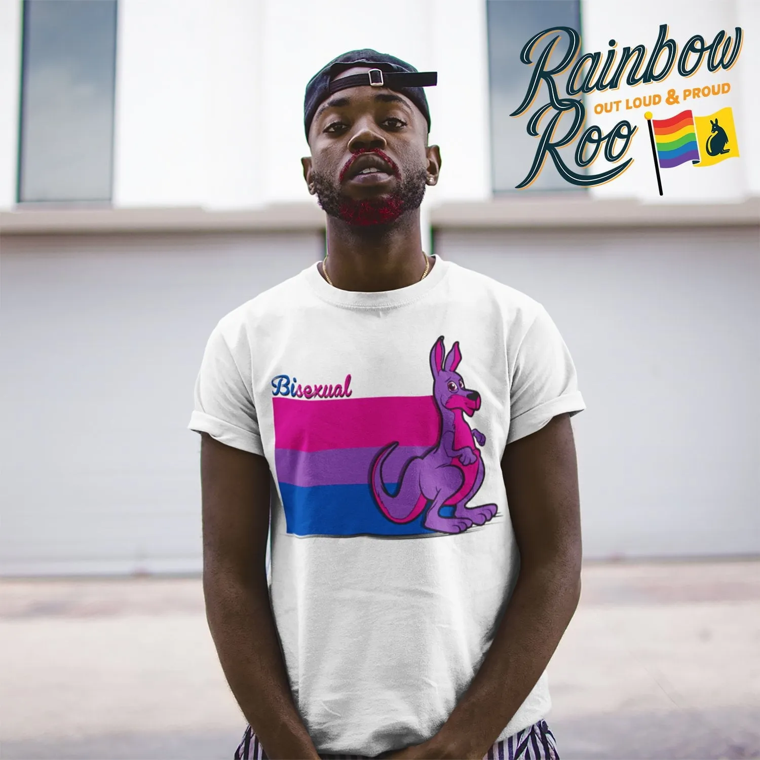 RainbowRoo Kangaroo Bisexual Flag T-Shirt Unisex (B010)