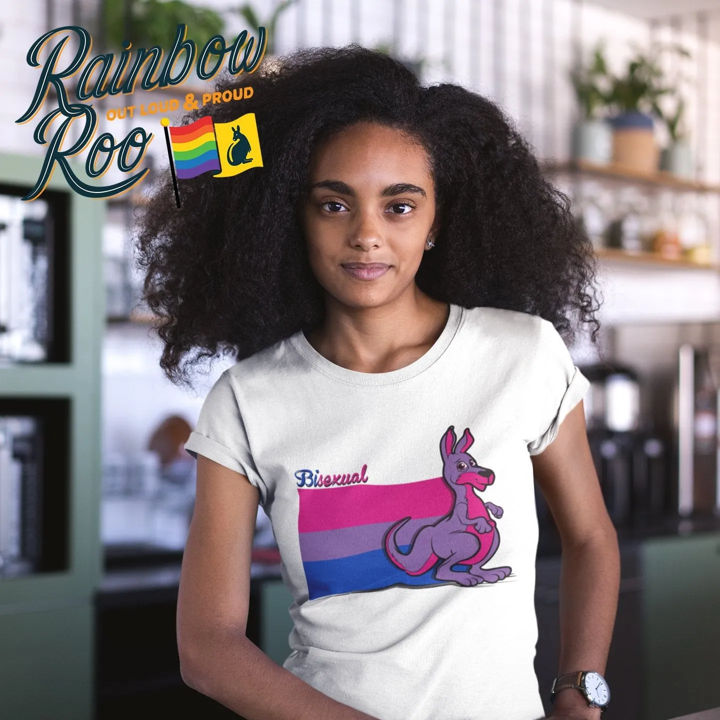 RainbowRoo Kangaroo Bisexual Flag T-Shirt Unisex (B010)