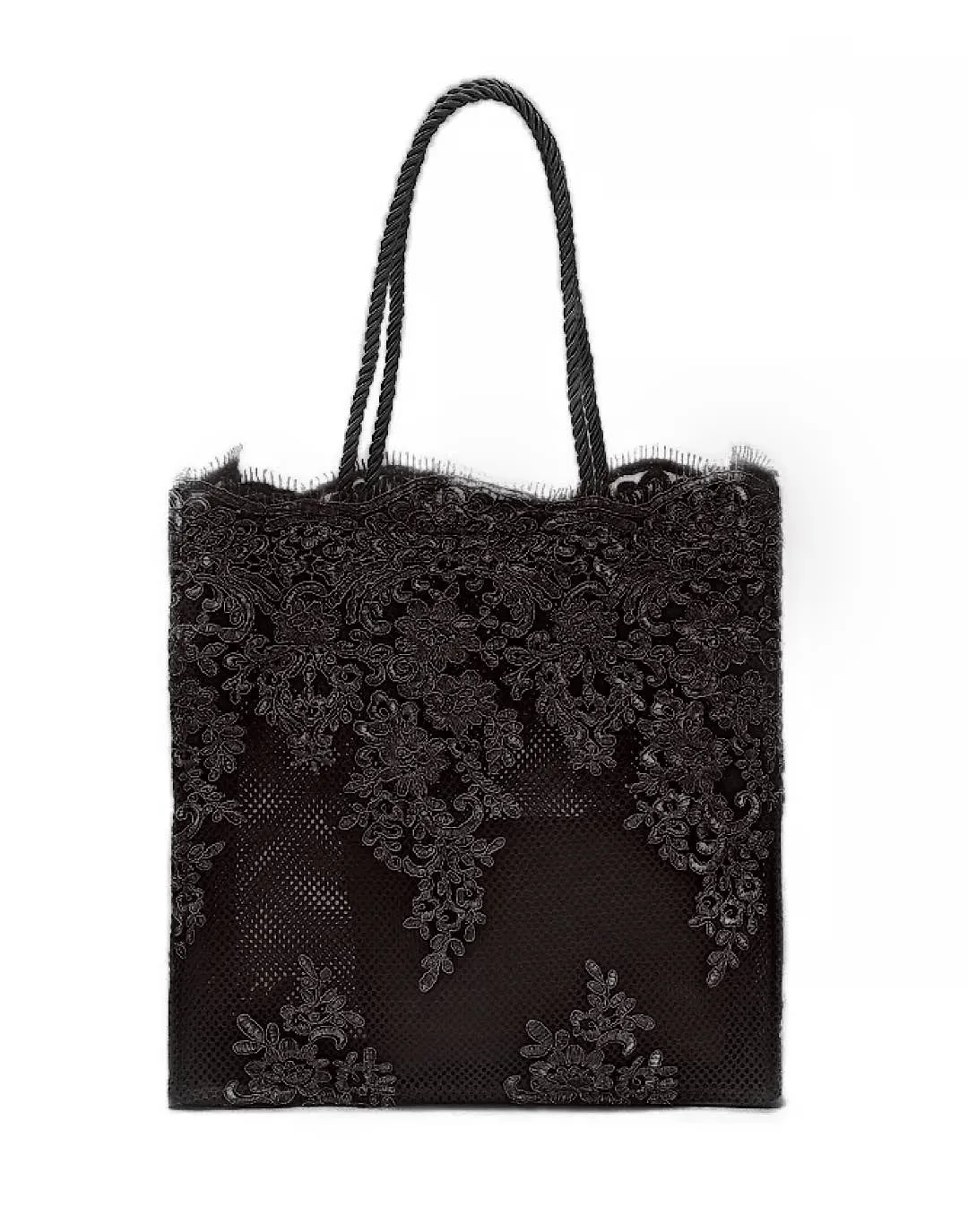 Rectangular Embroidered Lace Tote Bag