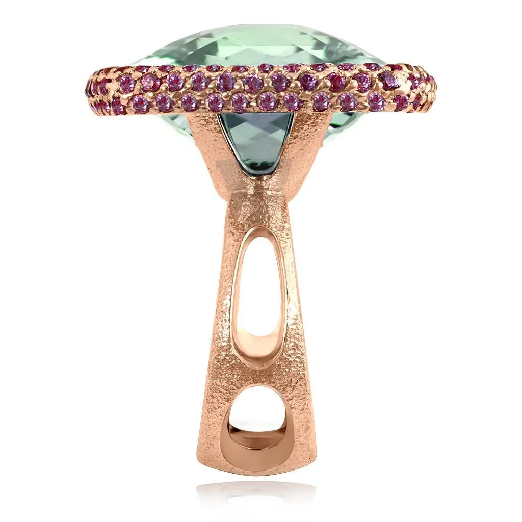 Rose Gold Royal Ring with Green Amethyst & Garnet