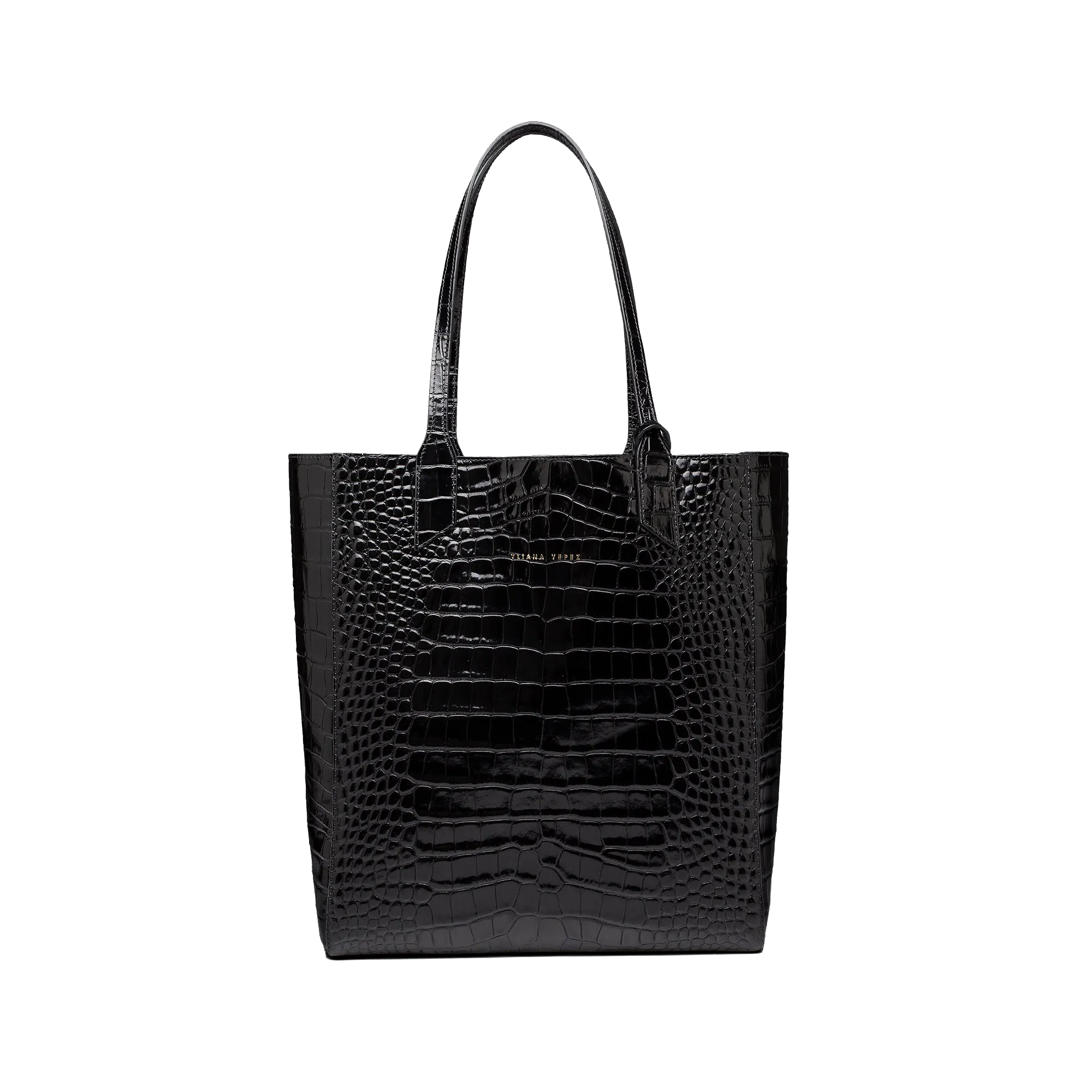 Sarah embossed croc black tote