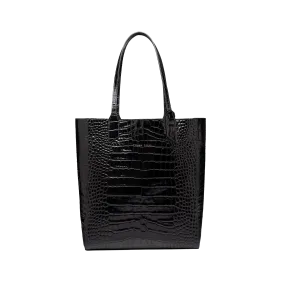 Sarah embossed croc black tote