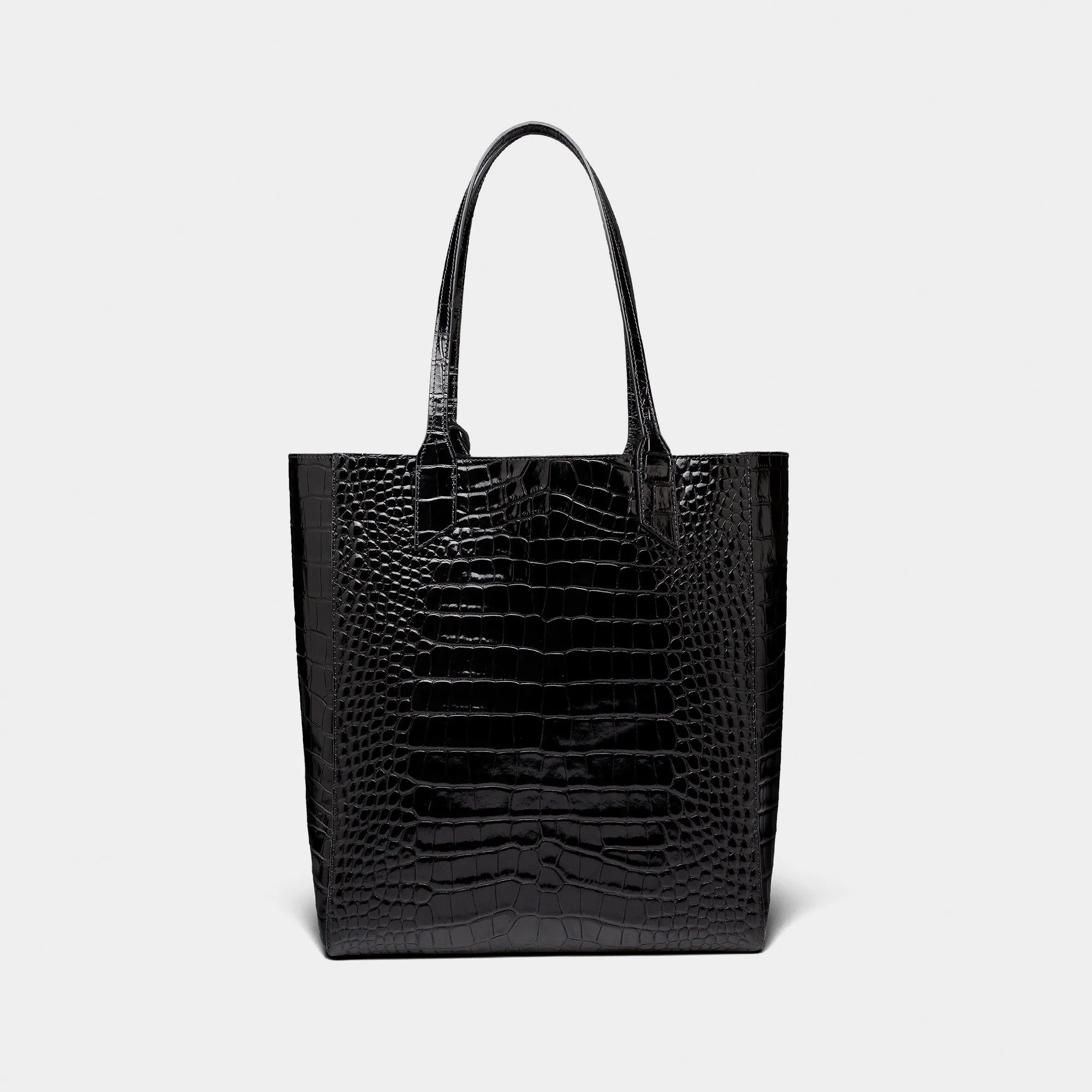 Sarah embossed croc black tote