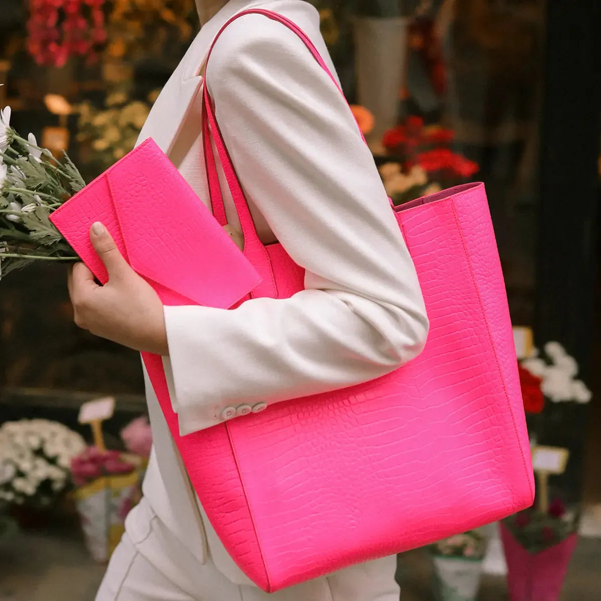 Sarah pink neon tote