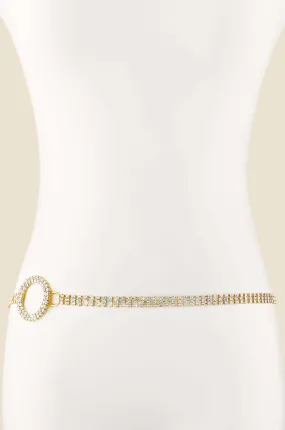 Shining Bright Crystal & Gold Circle Belt