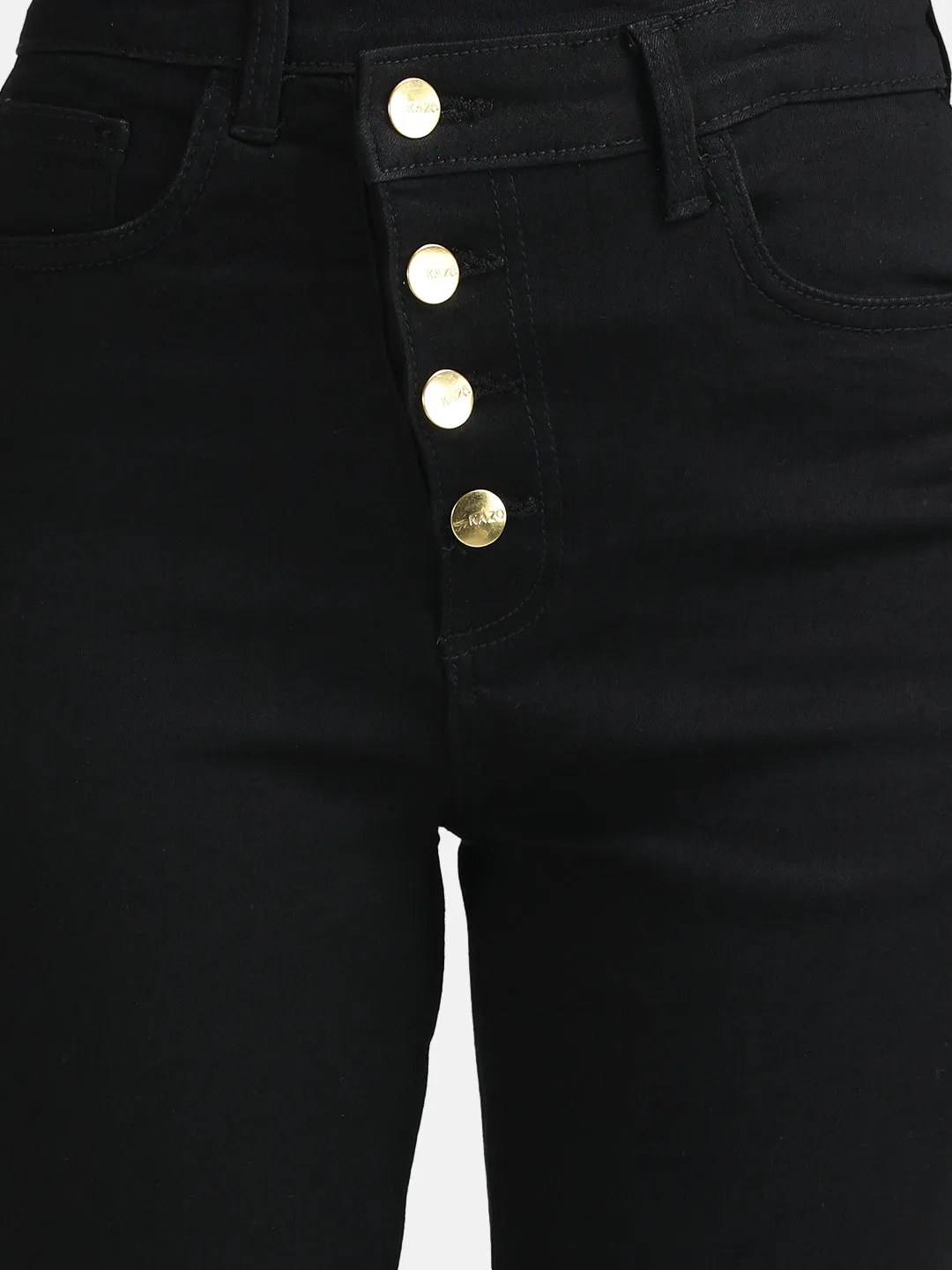 Straight Fit Denim With Diagonal Placket