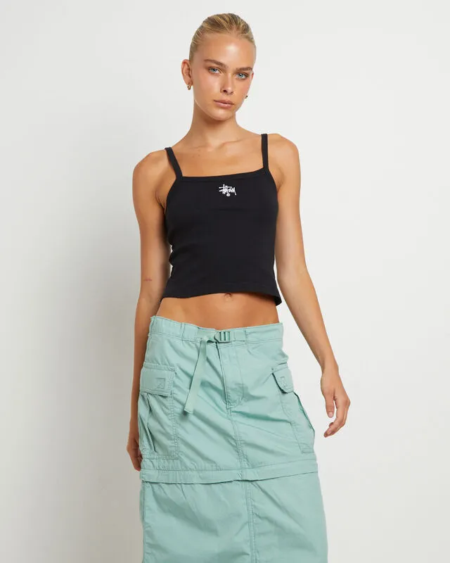 STUSSY  |Casual Style Rib Street Style Plain Cotton Logo Cropped Tops