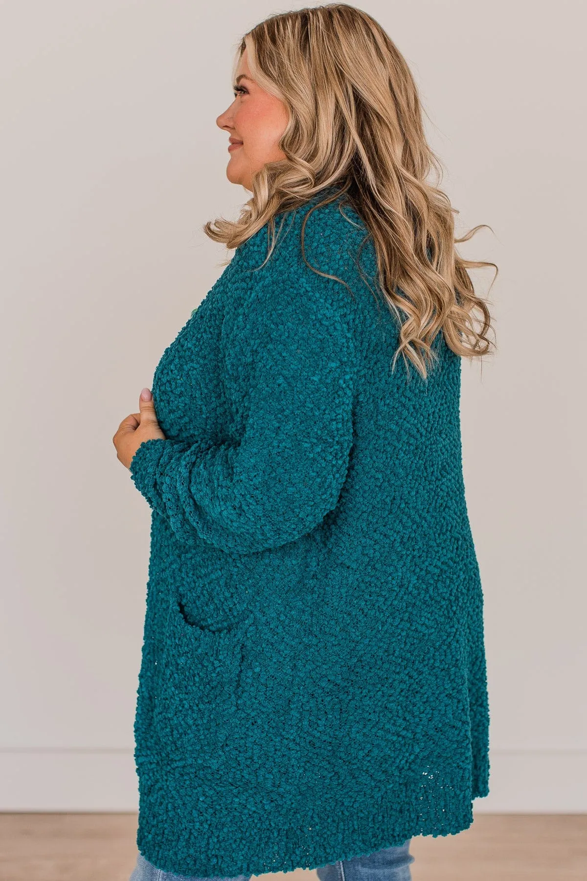 Take Another Look Popcorn Cardigan- Deep Teal