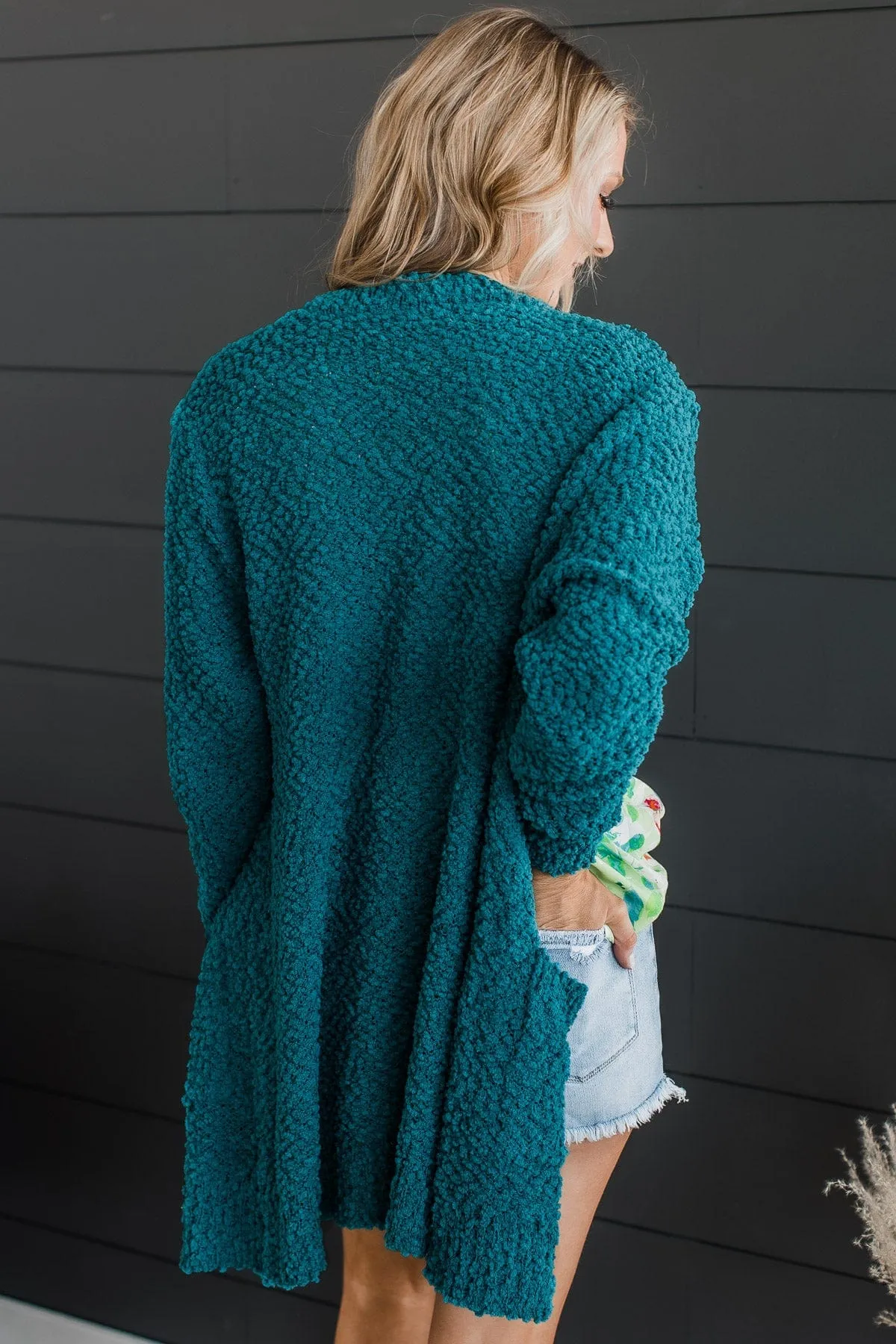 Take Another Look Popcorn Cardigan- Deep Teal