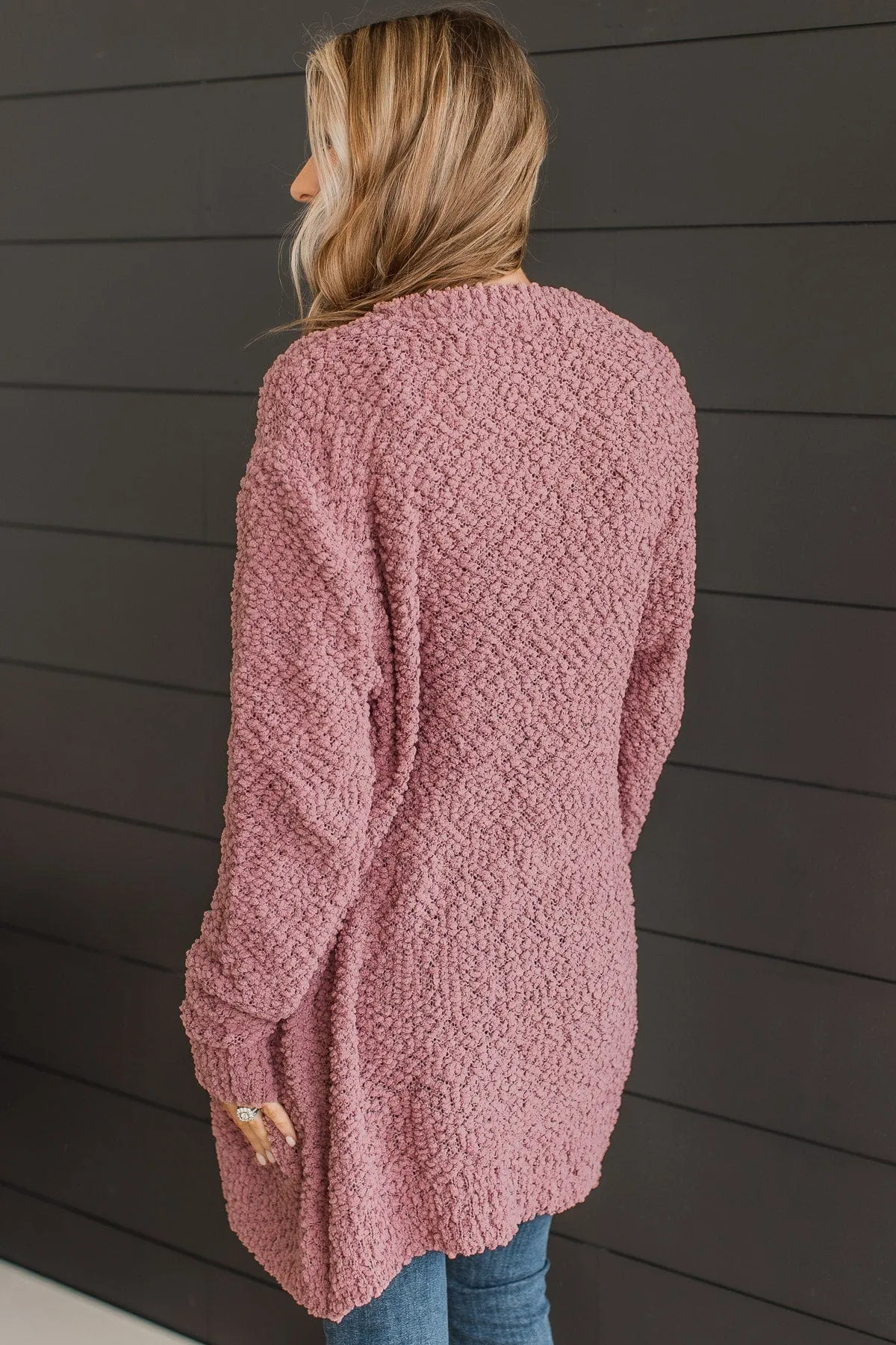 Take Another Look Popcorn Cardigan- Dusty Mauve