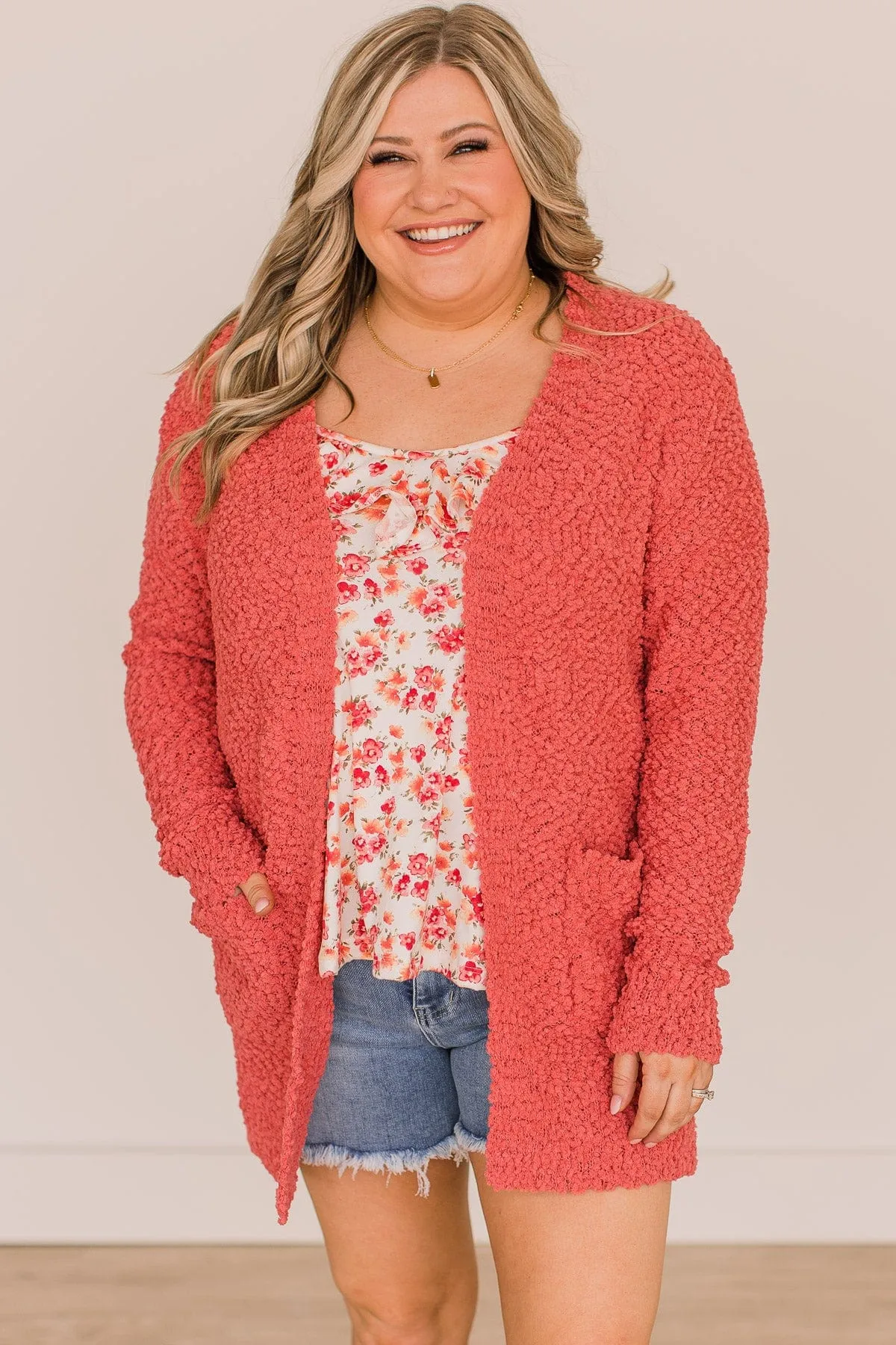 Take Another Look Popcorn Cardigan- Rose Pink