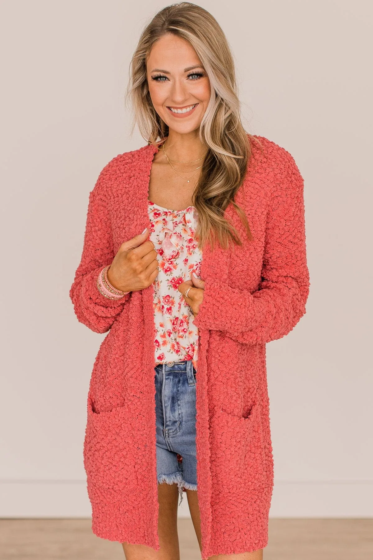 Take Another Look Popcorn Cardigan- Rose Pink