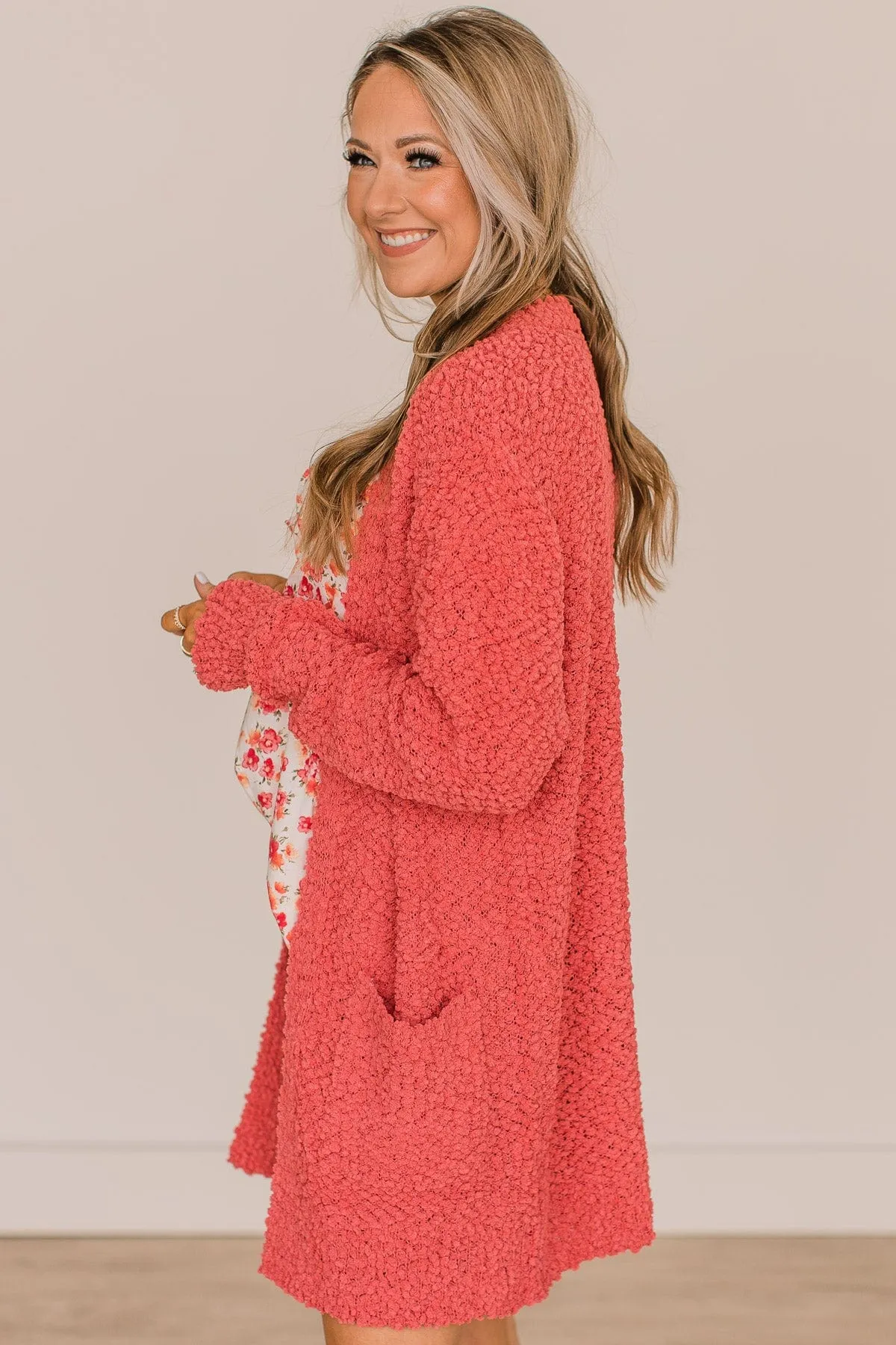 Take Another Look Popcorn Cardigan- Rose Pink