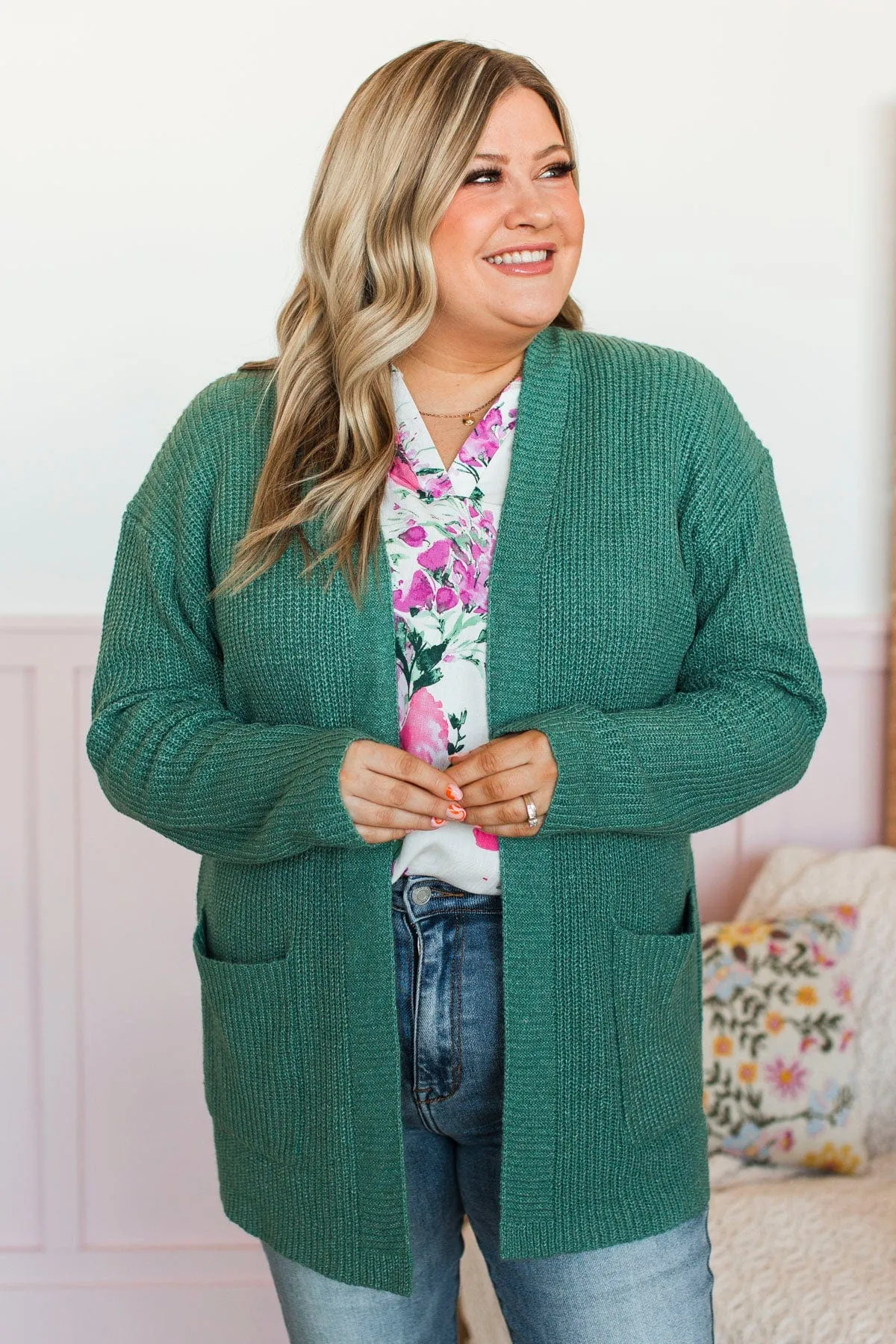 Take Me Places Knit Cardigan- Dark Sage