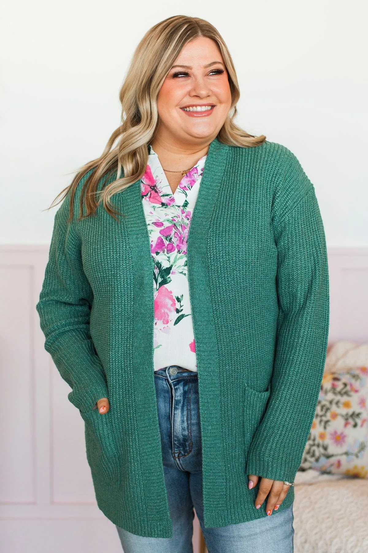 Take Me Places Knit Cardigan- Dark Sage