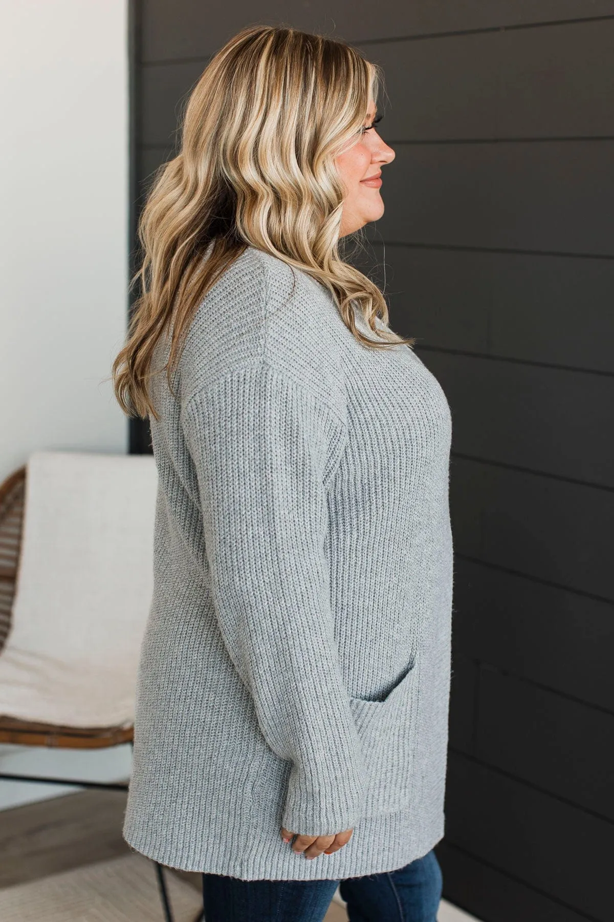 Take Me Places Knit Cardigan- Heather Grey