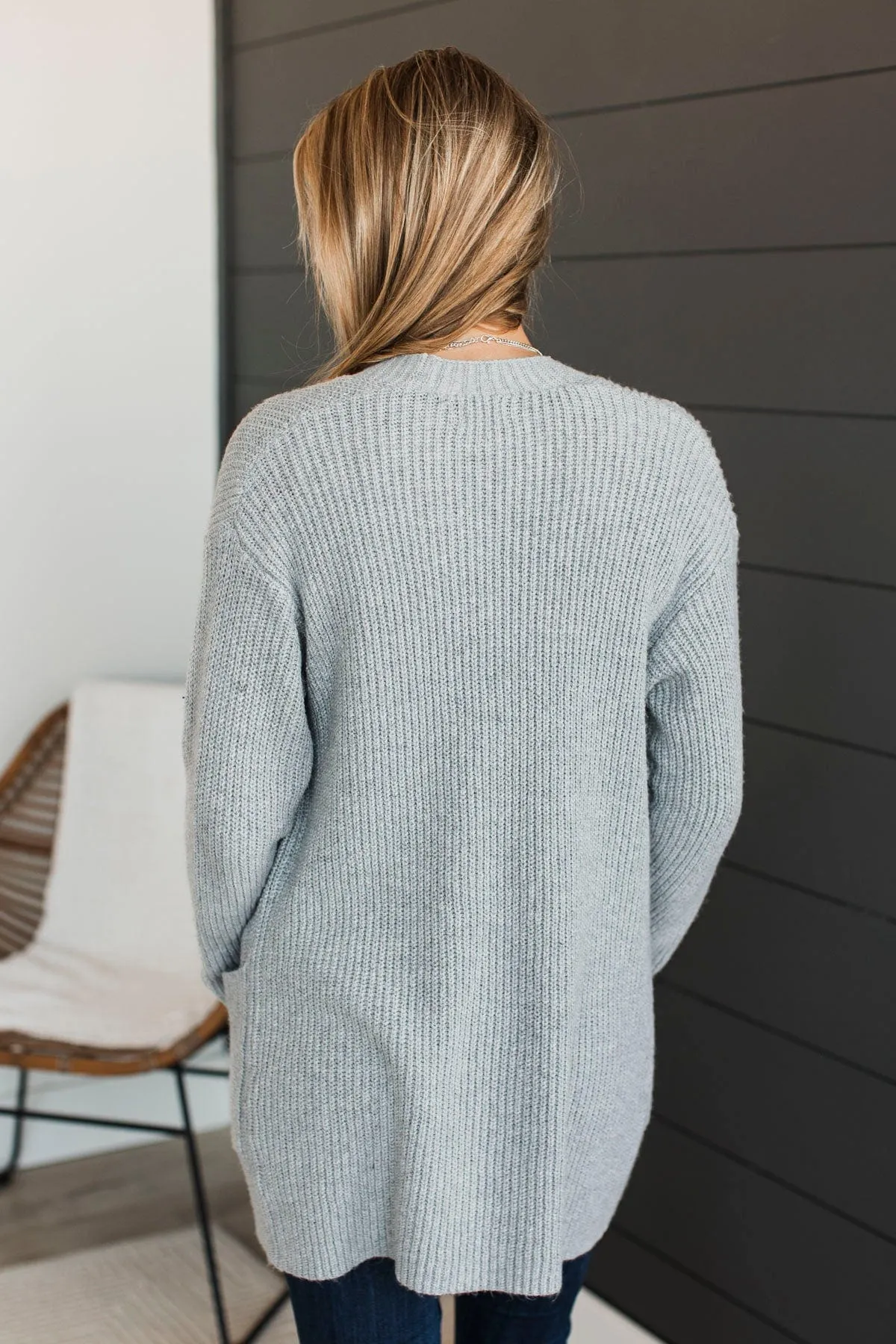 Take Me Places Knit Cardigan- Heather Grey