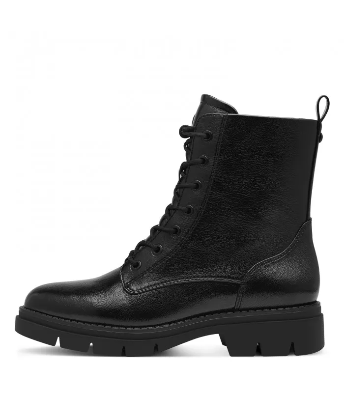 Tamaris Army Boot in Black Patent 25279